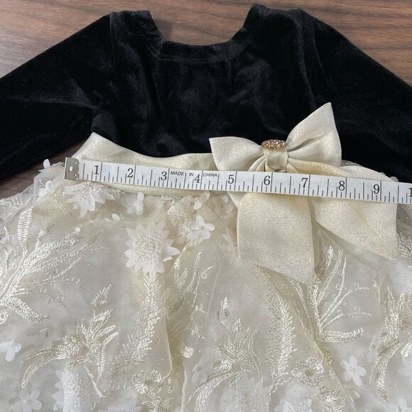 Rare Editions Baby Girls Black & Ivory Holiday Long Sleeve Formal Dress 3-6M - Picture 12 of 14